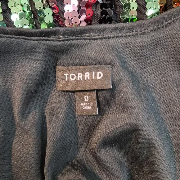 Torrid multi-color sequin stripes knee-length dress EUC fancy Torrid size 0 - Picture 7 of 16